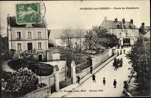 Ak Huisseau sur Cosson Loir et Cher, Route de Chambord