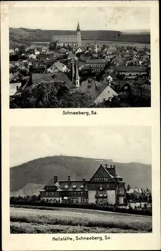 Ak Schneeberg im Erzgebirge, Stadtansicht, Heilstätte