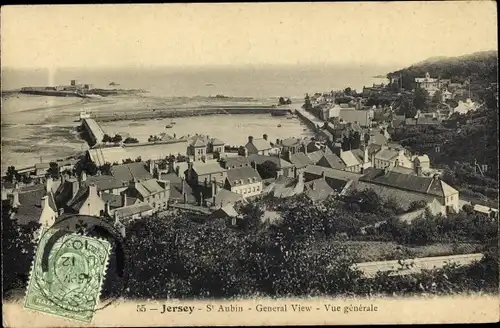 Ak Saint Aubin Kanalinsel Jersey, General View, Vue generale