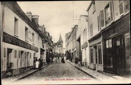 Ak Brie Comte Robert Seine et Marne, Rue Gambetta, Hotel, Geschäfte