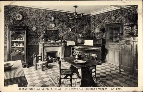 Ak Saint Mathurin sur Loire Maine et Loire, Esszimmer, Hotel l'Aumônerie