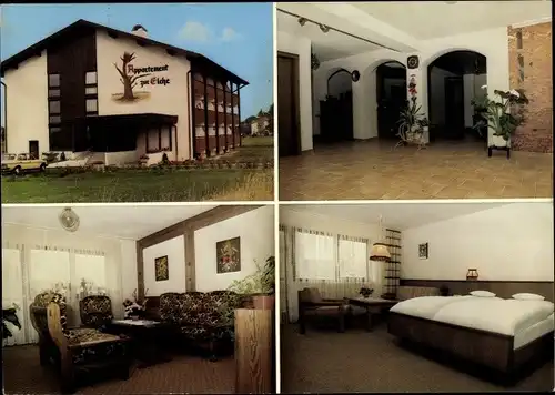 Ak Bad Füssing in Bayern, Appartement Haus Zur Eiche Innen und Außenansicht