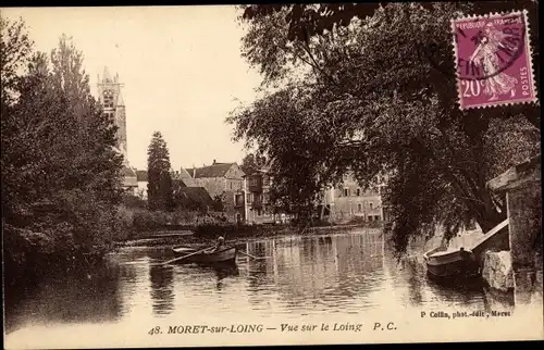 Ak Moret-sur-Loing Seine et Marne, Vue sur le Loing