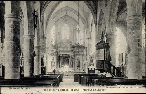 Ak Saint Dyé sur Loire Loir et Cher, Interieur de l'Eglise