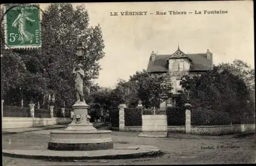 Ak Le Vésinet Yvelines, Rue Thiers, La Fontaine