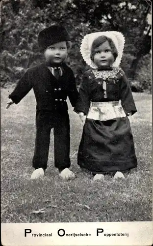 Ak Provinciaal Overijselsche Poppenloterij, Puppen in niederländischer Tracht