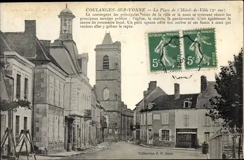 Ak Coulanges sur Yonne, Place de l'Hotel de Ville