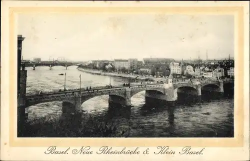 Ak Bâle Basel Stadt Schweiz, Neue Rheinbrücke und Klein Basel