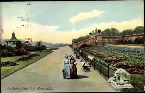 Ak Newcastle upon Tyne North East England, The Terrace, Leazes Park