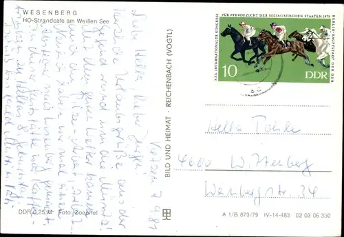 Ak Wesenberg in Mecklenburg, HO Strandcafe, Weißer See