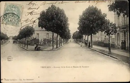 Ak Thouars Deux Sèvres, Avenue de la Gare, Route de Saumur