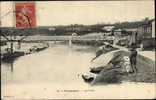 Ak Champagne sur Seine Seine et Marne, Le Pont