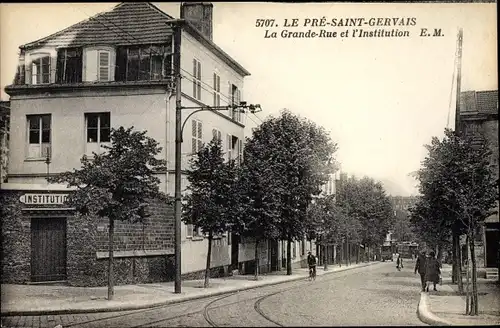 Ak Le Pre Saint Gervais Seine Saint Denis, La Grande Rue et l'Institution