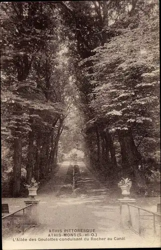 Ak Athis Mons Essonne, Allée des Goulottes conduisant du Rocher au Canal