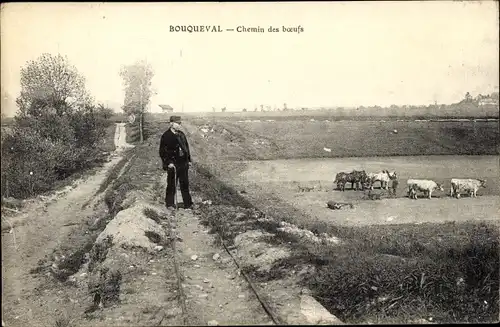 Ak Bouqueval Val d´Oise, Chemin des Boeufs