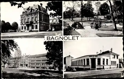 Ak Bagnolet Seine Saint Denis, Le Square, La Mairie, L´École