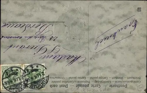 Präge Ak Glückwunsch Neujahr, Portrait einer Frau, Blumen