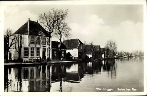 Ak Woubrugge, Jacobswoude, Südholland, Huize ter Aer, Häuser am Ufer