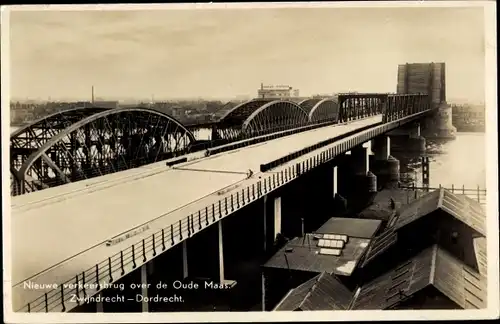 Ak Zwijndrecht, Südholland, Niederlande, Nieuwe verkeersbrug over de Oude Maas, Verkehrsbrücke