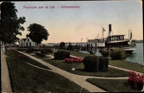 Ak Schoonhoven Südholland Niederlande, Plantsoen aan de Lek, Ausflugsschiff