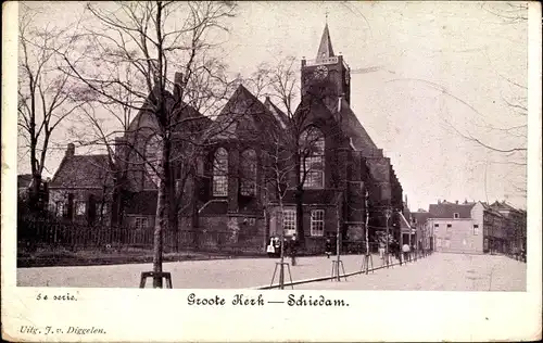 Ak Schiedam, Südholland, Niederlande, Groote Kerk, Große Kirche