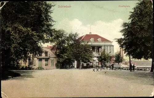 Ak Schiedam, Südholland, Niederlande, Hoofdplein, Platz