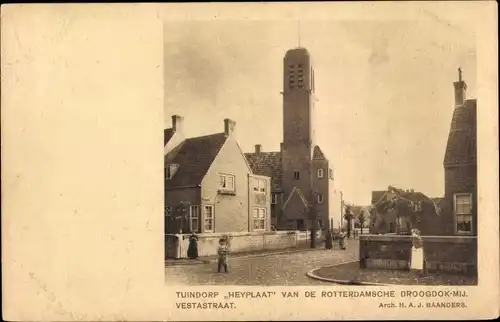 Ak Rotterdam, Südholland, Niederlande, Tuindorp Heyplaat, Droogdok-Mij. Vestastraat, Kirche