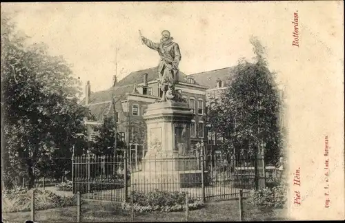 Ak Rotterdam, Südholland, Niederlande, Statue Piet Hein