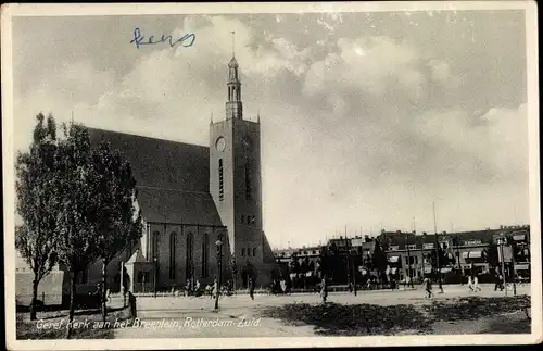 Ak Rotterdam, Südholland, Niederlande, Kirche, Außenansicht, Geref. Kerk aan het Breeplein