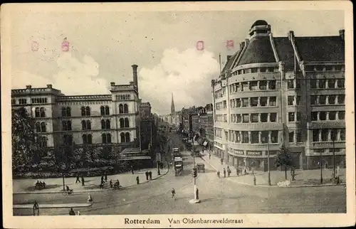 Ak Rotterdam, Südholland, Niederlande, Van Oldenbarneveldstraat, Straßenkreuzung