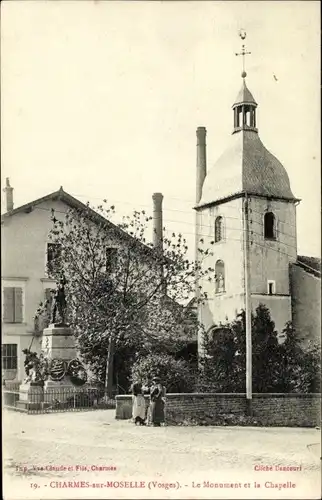 Ak Charmes sur Moselle Vosges, Le Monument et le Chapelle, Denkmal, Kirche