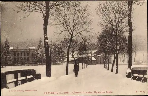 Ak Rambervillers Vosges, Chateau Crivisier, Route du Stand, Winter