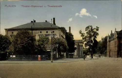 Ak Plauen im Vogtland, Theaterstraße, Theater Restaurant