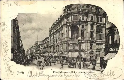 Ak Berlin Mitte, Friedrichstraße Ecke Leipzigerstraße, Geschäfte
