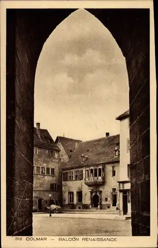 Ak Colmar Kolmar Elsass Haut Rhin, Balcon Renaissance