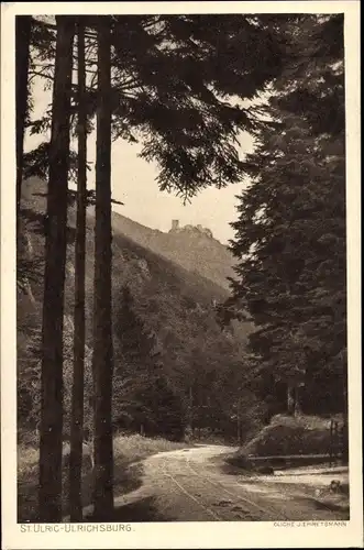 Ak Ribeauvillé Rappoltsweiler Elsass Haut Rhin, St. Ulric, Blick zur Ulrichsburg