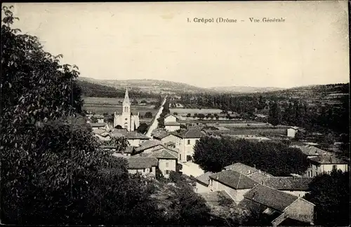 Ak Crepol Drôme, Vue Generale, Blick auf den Ort