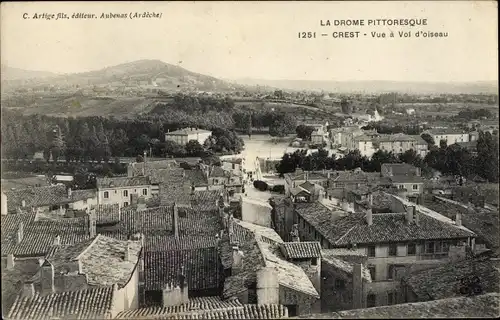 Ak Crest Drome, Blick auf den Ort, Fliegeraufnahme