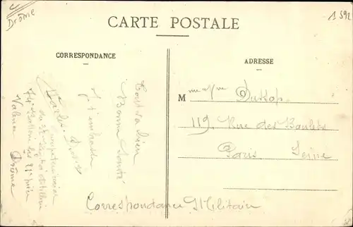 Ak Châteaudouble Drôme, Vue generale prise de la Richardiere