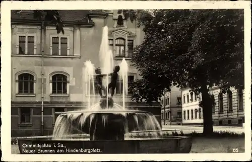 Ak Crimmitschau in Sachsen, Neuer Brunnen am Hindenburgplatz
