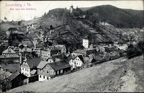 Ak Sonneberg in Thüringen, Blick nach dem Schlossberg