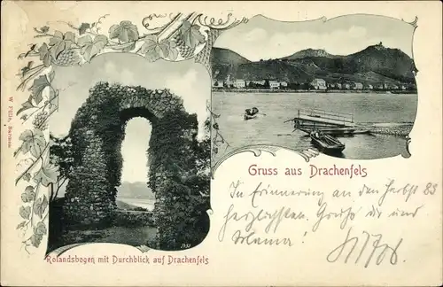 Ak Königswinter am Rhein, Drachenfels, Rolandsbogen, Panorama