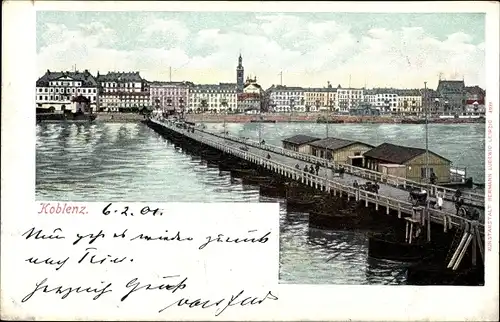 Ak Koblenz am Rhein, Panorama, Brücke