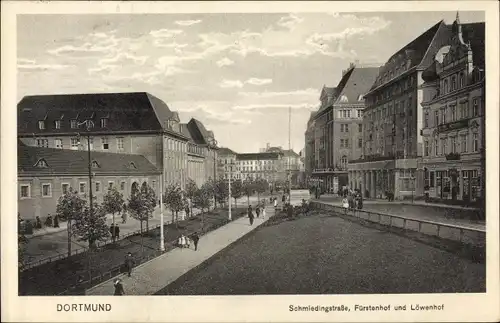 Ak Dortmund im Ruhrgebiet, Schmiedingstraße, Fürstenhof und Löwenhof