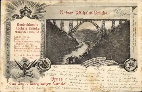 Ak Müngsten an der Wupper Wuppertal, Kaiser Wilhelm Brücke