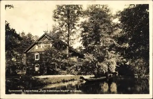 Ak Lehde Lübbenau im Spreewald, Logierhaus "Zum fröhlichen Hecht"
