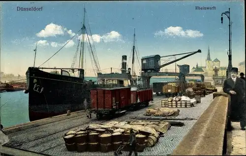 Ak Düsseldorf am Rhein, Rheinwerft