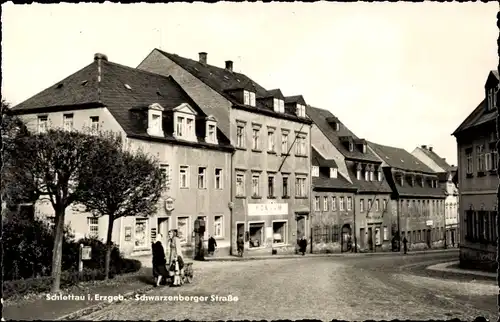 Ak Schlettau im Erzgebirge, Schwarzenberger Straße, Konsum