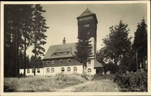 Foto Ak Bärenstein Erzgebirge, Unterkunftshaus auf dem Bärenstein, Georg Richter