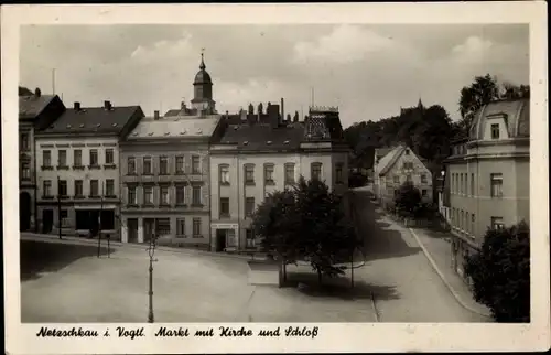 Ak Netzschkau im Vogtland, Markt, Kirche, Schloss